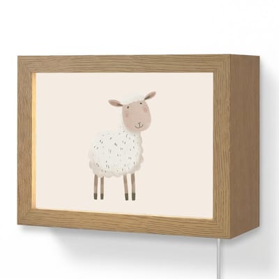 Wandlamp 20x15 cm - Oplaadbaar - Schaap - Boerderij dier - Dieren - Wandlampen binnen woonkamer - Slaapkamer lamp met kabel - Decoratieve nachtlamp - Vloerlamp snoer