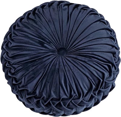 Decoratief Sierkussen - Pluche Kussen - Interieur Verfraaien - Handgemaakte Vouwvorm - 35 cm Diameter - Blauw