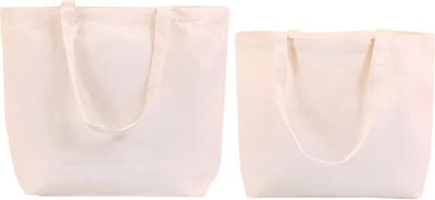 Set van 2 Grote Katoenen Boodschappentassen met Ritssluiting - Stevige Herbruikbare Shopper