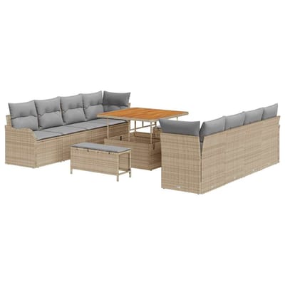 vidaXL Tuin Sofa Set 11 st 10-Aantal zitplaatsen Beige en Licht Grijs