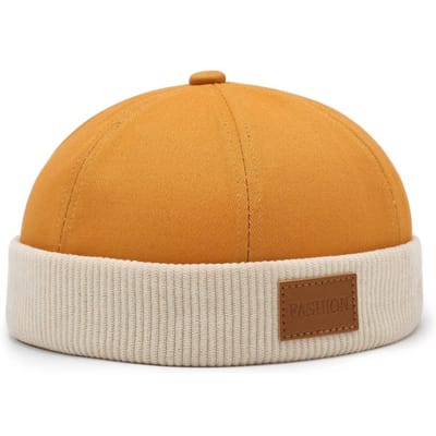 Docker Hoed Hoed zonder Klep Pet Beanie Hoed Pet Voor Mannen Vrouwen Corduroy Retro Stijl Omgeslagen Boord Haven Hoed Adjustable orange