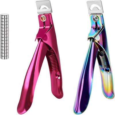 Dailygoods - 2 stuks levendige roestvrijstalen acryl nagelknipper met magneten, professionele hoge precisie nagelknipper voor nageltips, salon thuis nagelkunst