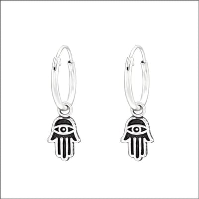 Oorbellen meisje - Oorringen - Zilveren oorringetjes 12mm - Hamsa hand