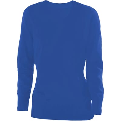Pullover/Cardigan Dames S Kariban V-hals Lange mouw Light Royal Blue 50% Katoen, 50% Acryl
