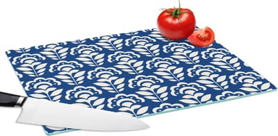 Glazen Snijplank - 39x28 - Zonnebloem - Blauw - Design - Snijplanken Glas