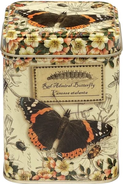 Blikje Vintage Butterflies 7,4x7,4x9,5cm
