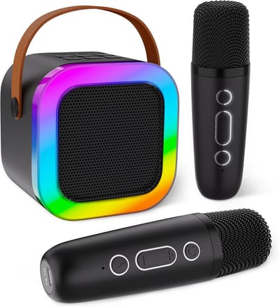 Draagbare Kindermicrofoon met Speaker en Karaoke Functie in Zwart