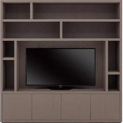 Goossens Tv Meubel Barcelona, 4 Deuren 8 Open Vakken 1 Tv Paneel - Hout Bruin