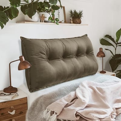 Johnear Back Cushion for Sofa, Backrest Bed, Reading Pillow, Velvet Book Cushion, Large Lumbar Cushion, Pillow Wall Cushion, Leg Cushion, Khaki-Yellow, 120 x 8 x 50 cm