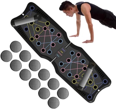 Opvouwbaar Push-up Board - Trainingsplank Fitness - Krachtopbouw Thuis - Anti-Slip Stabiliteit - 61 x 18.5 cm - Zwart