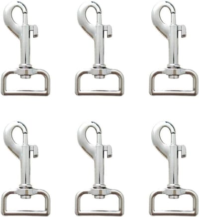 Set van 6 Carabiner Haken met Draaihaak, Ideaal voor Hondentuigen, Hammocks en Paardentuig, 59mm, Zilver