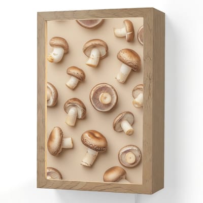 Wandlamp 20x30 cm - Oplaadbaar - Kastanje Champignons - Beige - Wandlampen binnen woonkamer - Slaapkamer lamp met kabel - Decoratieve nachtlamp - Vloerlamp snoer
