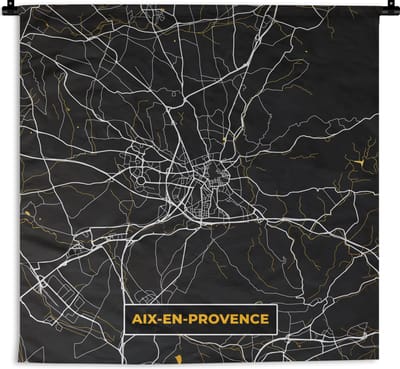 Wandkleed - Wanddoek - Plattegrond - Aix-en-Provence - Stadskaart - Frankrijk - Kaart - 180x180 cm - Wandtapijt