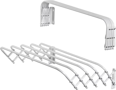 KADAX Inklapbaar wasrek voor wasruimte, ruimtebesparende wasdroger van metaal, uittrekbare accordeonwand, kleerhanger voor binnenshuis (60 cm)