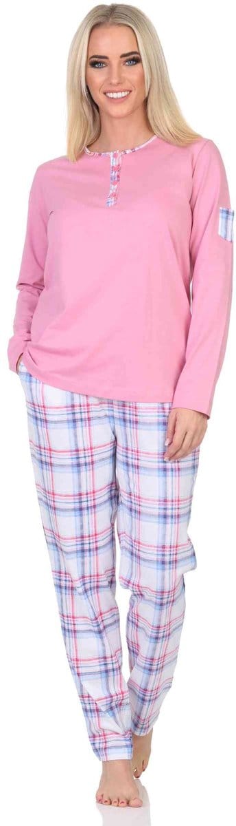 Normann damespyjama met geruite jersey pyjamabroek - ook in grote maten