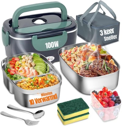 RWB® Elektrische Lunchbox - Lunchbox Elektrisch - Borrdtrommel Elektrisch - Blauw - 27cm × 20cm × 13cm