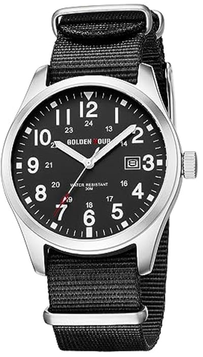 Nylon Slip-Thru Strap Horloge Met Militaire Tijd en Waterdichte Digitale Functies voor Mannen