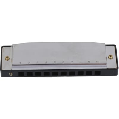Mondharmonica 10 Gaten 20 Tonen G Toon Spelen Mondorgel Blaasinstrument met Doos Doek Zilver zilver