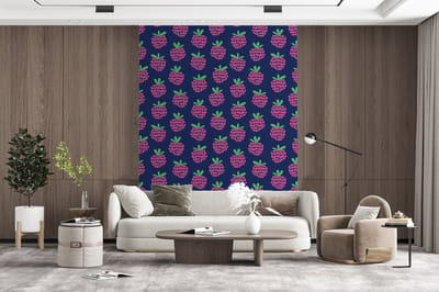 Behang - Fotobehang Patroon - Framboos - Retro - Breedte 165 cm x hoogte 220 cm