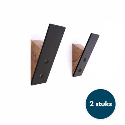 Houten Wandhaken - Kapstokhaken - Ophanghaken - Handdoekhaken - Jashaken - Stoer - 2 Stuks