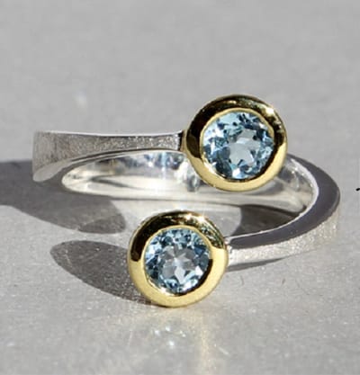 Schitterende Zilveren Ring Topaas Verguld 16.50 mm. (maat 52) model 23 Carmen | Damesring | Jonline