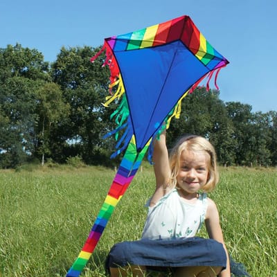 Vlieger voor Kinderen - Maya Eddy Blue - 65cm x 72cm - Inclusief Vliegersnoer - Geschikt voor Kinderen vanaf 3 Jaar