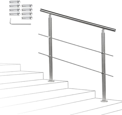 Trapleuning Roestvrij Staal - Leuning Trap Leuninghouder - Veilig Traplopen - Instelbare Hoek - 180 cm - Geborsteld