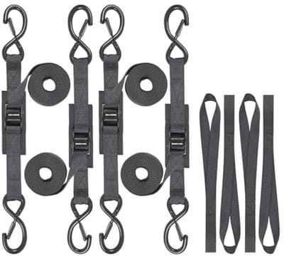 Spanbanden met Haken - 8 ft Cam Buckle Tiedown Set voor Motorfiets, Kajak, Auto, Vrachtwagen en Crossmotor - 2200 lbs Break Strength