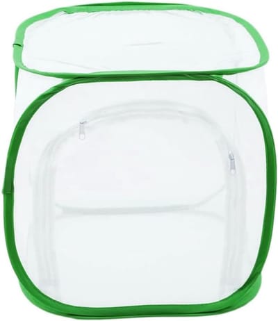 Insectenwerend net - Opvouwbare kooi - Vlinderkooi - Hekwerk met extra fijne mazen - Pop-up vlinderverblijf met ritssluiting - Insectenwerende plantentent voor groenten, fruit, bloemen en zaailingen — Groen (30 x 30 x 30 cm)