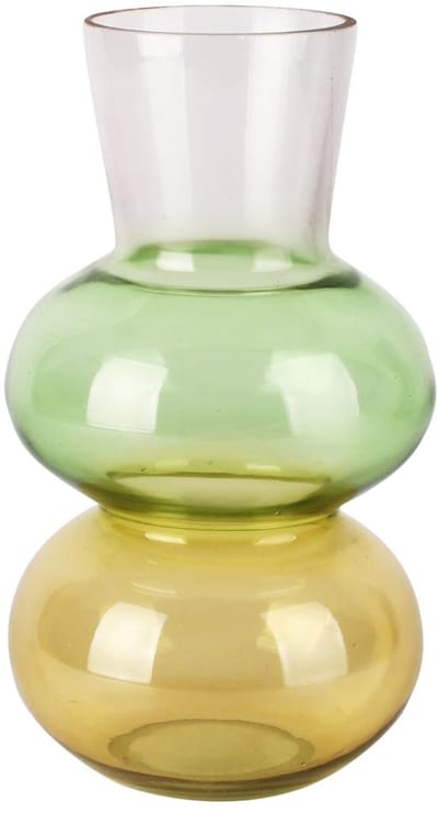 Dekoratief | Deco vaas, groen/oranje/roze, glas, 14x14x25cm | A258372