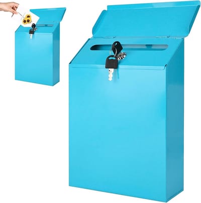 Hoogwaardige gepersonaliseerde brievenbus in antraciet met 2 sleutels en naambordje, ideaal voor thuis, kantoor of winkel, 22 x 6.5 x 29 cm