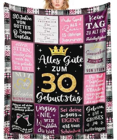 Cadeau voor Dames 30 Jaar - Verjaardag Geschenk Idee voor Vriendin, Moeder, Zus of Echtgenote - Fleece Deken 150 x 130 cm