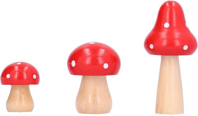 Set van 3 Houten Paddenstoelen Decoraties, Schattige Innovatieve Ornamenten voor Thuis en Kantoor, Unieke Tafeldecoratie