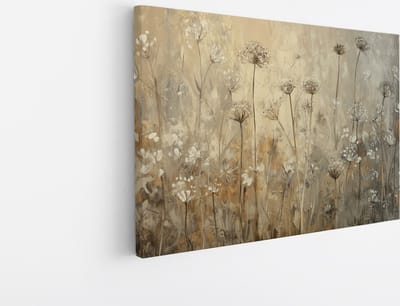 Saammp Canvas Schilderij - Vintage - Wit bloemenveld - Natuur - Abstract - 45x30 - Foto op canvas - Wanddecoratie - Muurdecoratie Woonkamer - Woonkamer Decoratie
