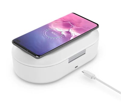 DrPhone Chargebox - Draadloze Lader  + UV Steriliseren - Oplader - Smartphone opladen + Desinfecteren - ook voor Sleutels en Sieraden
