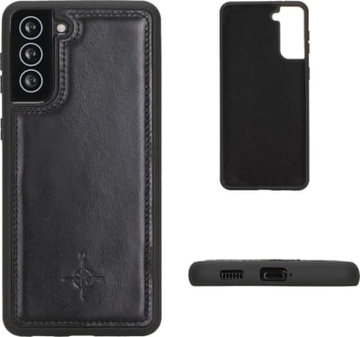 NorthLife - Geschikt voor Samsung Galaxy S21 Plus / S21+ - Backcover hoesje Echt Leer - Zwart