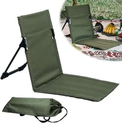 SnelShoppen - Vouwbare Strandmat met Rugleuning, Opvouwbare Strandstoel, Lichtgewicht Vloerstoel voor Buiten, Camping, Tuin, Concerten, Picknick, Wand