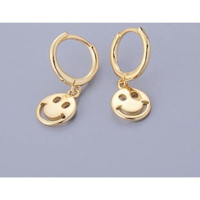 925 Sterling Zilver Lachend Gezicht Hoop Oorbellen Vrouwelijk Eenvoudig Dagelijks Sieraden Cadeau goud