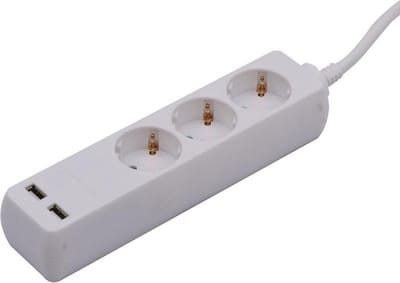 V-TAC VT-1124-2 Adapters & Stopcontacten - 3 Ways - USB-verlengsnoer - IP20 - Wit - 1,5 m draad