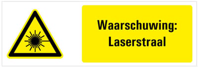 Tekstbord waarschuwing laserstraal - kunststof - W004 200 x 75 mm