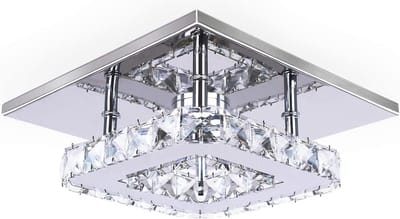 Moderne Kristal Kroonluchter - Vierkante Ingebouwde Plafondverlichting 15W voor Hal en Slaapkamer