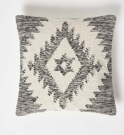 Homescapes Kelim kussen Karu grijs-crème - kussen 45 x 45 cm met vulling