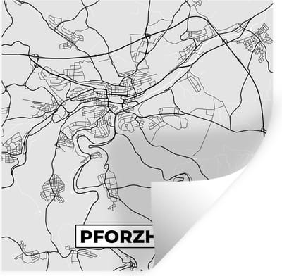 Muurstickers - Sticker Folie - Stadskaart - Duitsland - Pforzheim - Kaart - Plattegrond - 100x100 cm - Plakfolie - Muurstickers Kinderkamer - Zelfklevend Behang XXL - Zelfklevend behangpapier - Stickerfolie