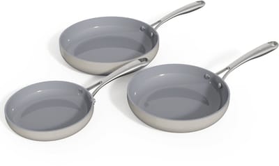 Safecourt Kitchen 3-delige Keramische koekenpan Pannenset - Ø 20, 24, 28 cm Pannen - Inductie, Elektrisch, Keramisch & Gas - PFAS & PTFE vrij