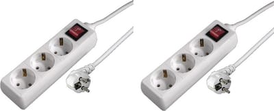 Tafelcontactdoos - 2x - 3-voudig met schakelaar - geaarde stekker/verlengsnoer - stekkers en verlengsnoeren - handig in huis