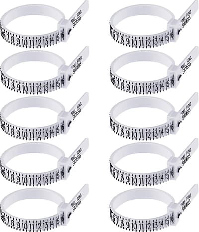 Fako Bijoux® - Ringmaat Meter - Ring Vinger Meetgereedschap - US Maatvoering - Wit - 10 Stuks