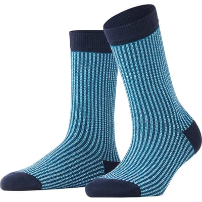 FALKE Family Special Edition gedessineerd katoen sokken dames blauw - maat 35-38