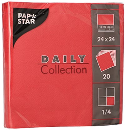 20x 20 Servetten DAILY Collection 1/4 vouw 24 cm x 24 cm rood