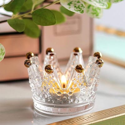 Kandelaar met Ketting - Kaarsenhouder Decoratie - Woondecoratie - Glazen Reliëf Design - 1 Gram - Niet gespecificeerd