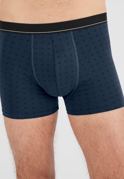 Damart - Set van 3 gesloten boxershorts, grotendeels van biologisch katoen - Heren - Blauw - (78-85) S